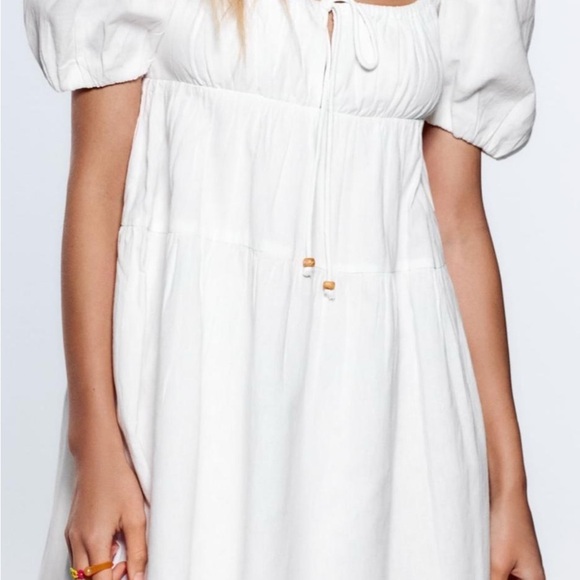 Zara Dresses & Skirts - Zara White Puff Sleeve Sundress Color White Size Small